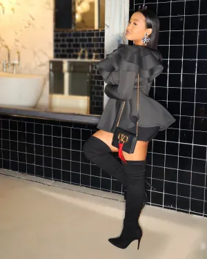 All Pause!  Peplum Top BLACK