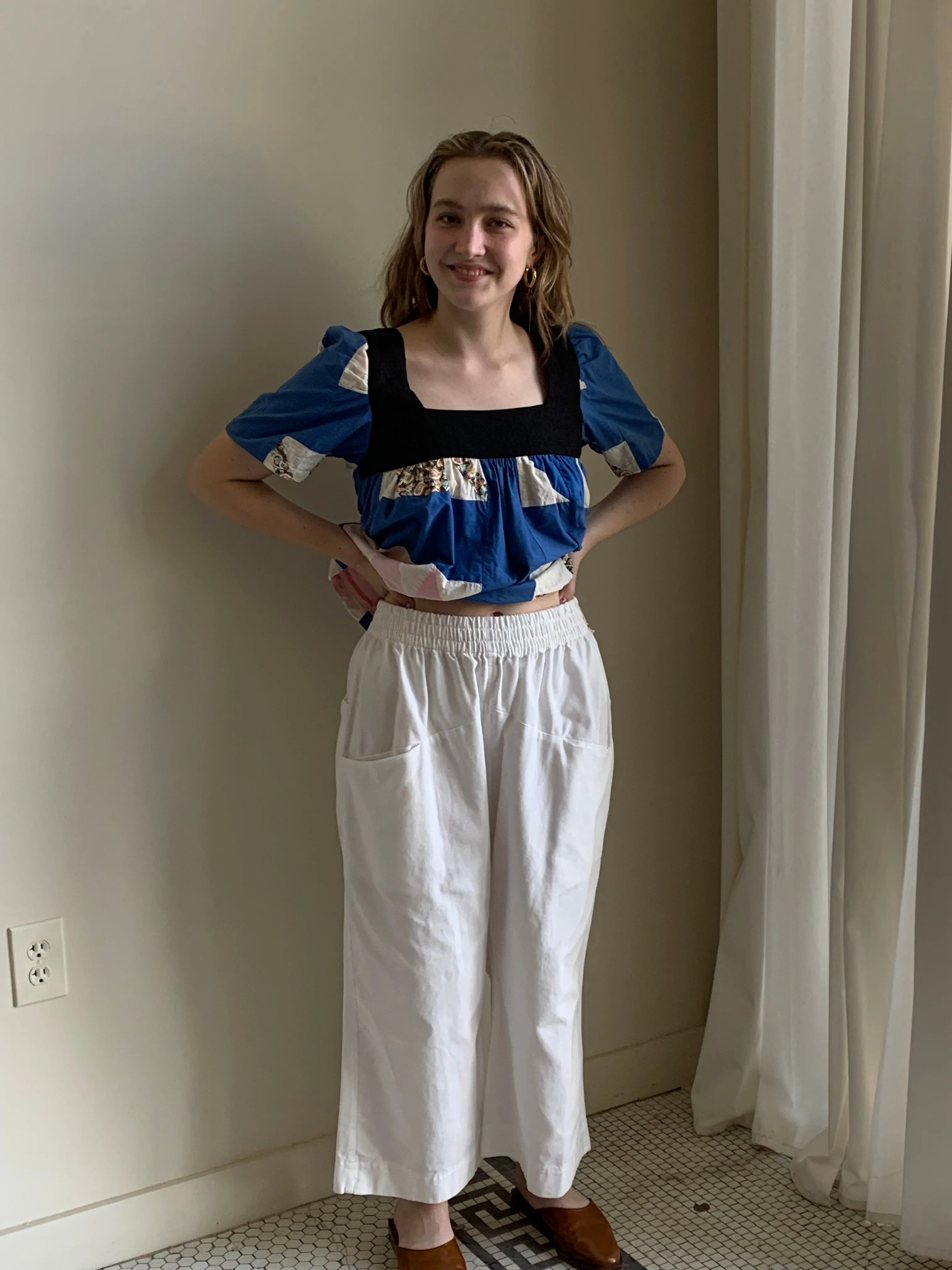 Handmade cotton wide leg pants