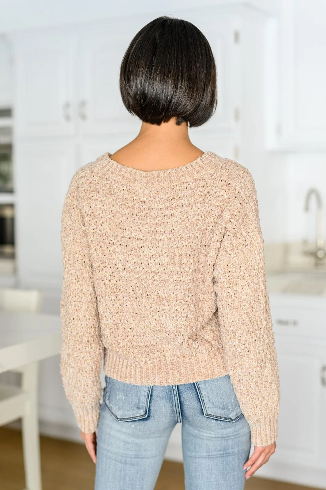 Hazel Blues® | Irish Coffee Knitted Crop V Neck Sweater