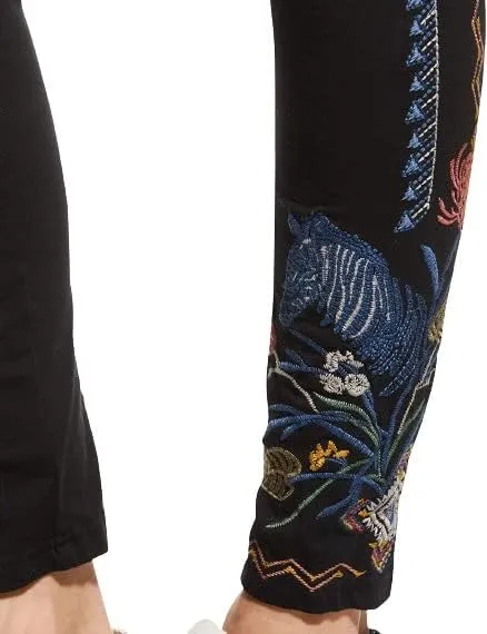 Johnny Was Watipaso Cotton Leggings Embroidery Legging Pants Plus 1X Black NEW