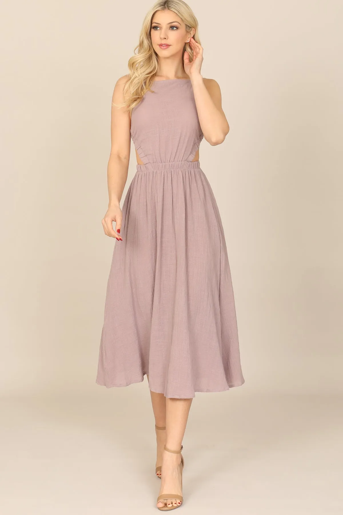 STRAPPY BACKLESS SIDE CUT-OUT DRESS