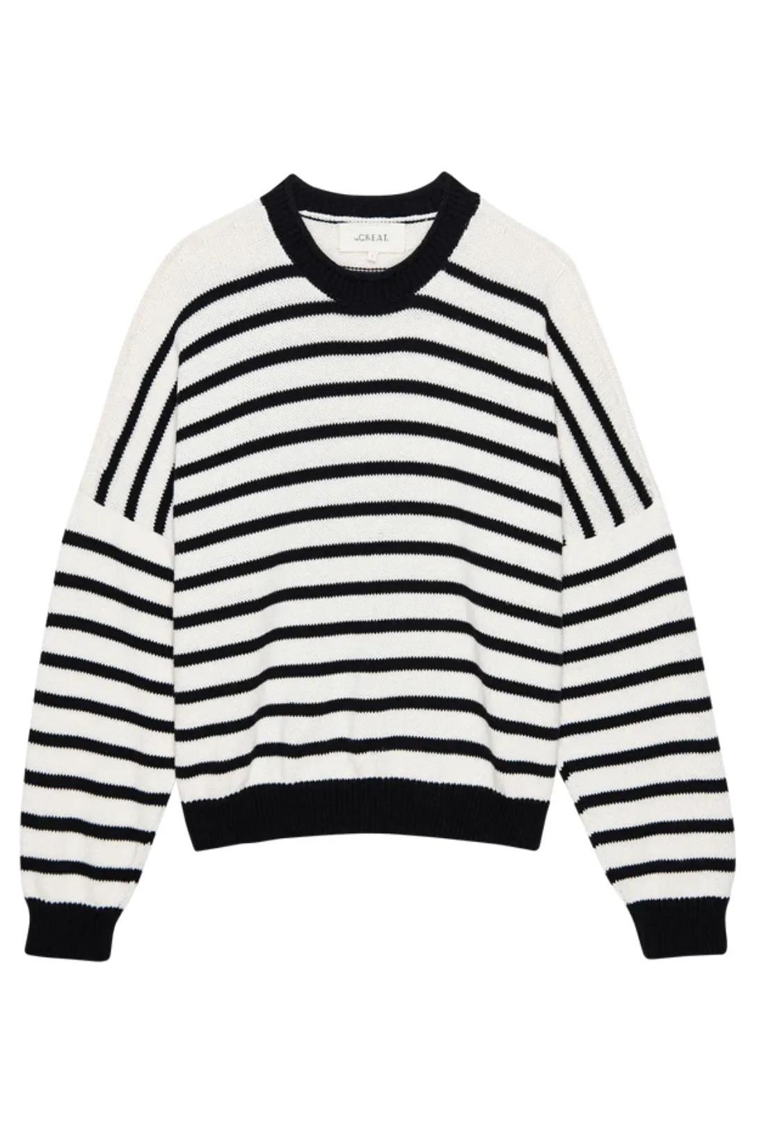 The Roll Neck Pullover | Black & Cream Stripe